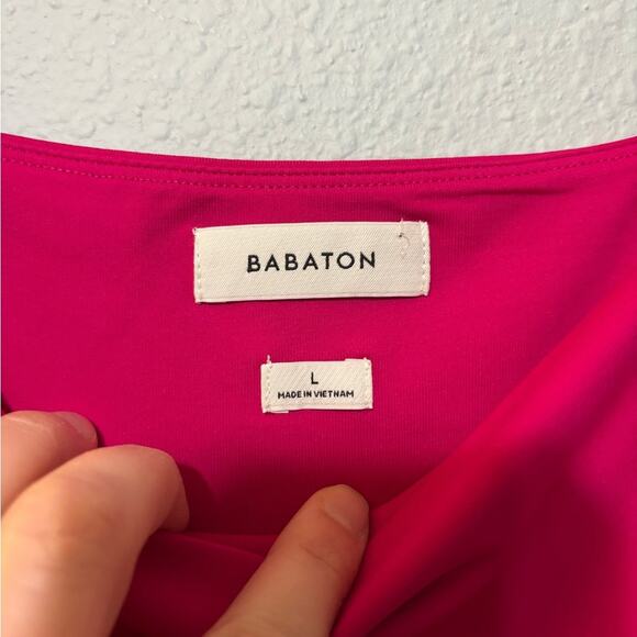 Babaton Aritzia NWT Contour Squareneck Long Sleeve Mini Dress Pink L - Picture 5 of 7